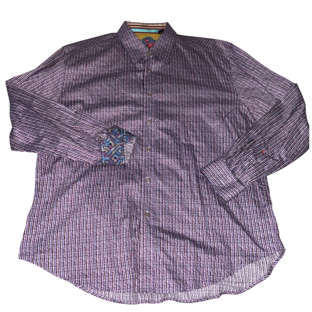Robert Graham Shirt Mens 2XL Multicolor Geometric Paisley Flip Cuff L/S Cotton